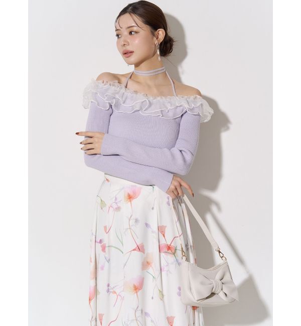 RESEXXY「シアーコンビオフショルニットトップス」|ニット・セーター|