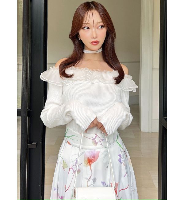 RESEXXY「シアーコンビオフショルニットトップス」|ニット・セーター|