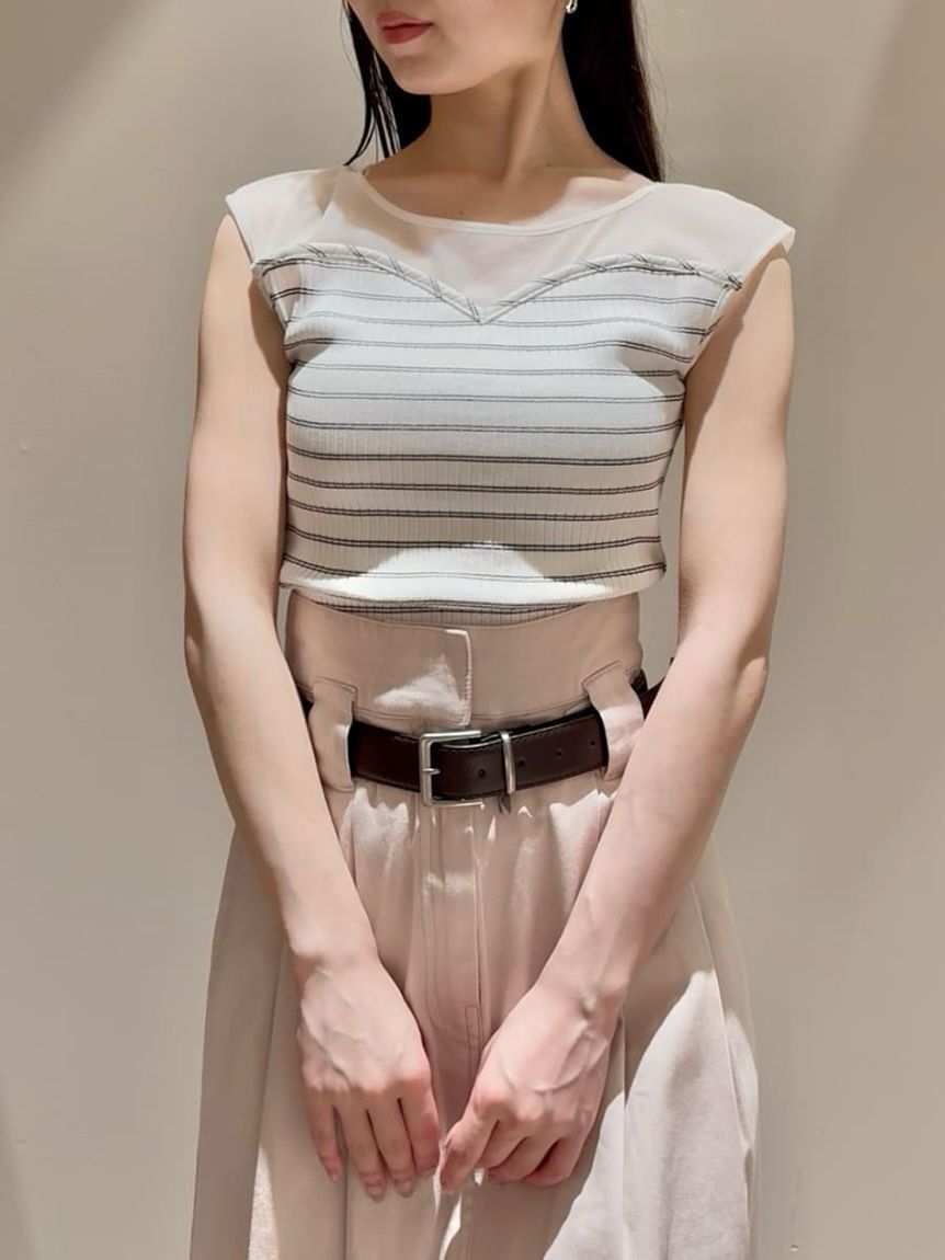 SNIDEL「シアー切替カットプルオーバー」|Tシャツ・カットソー|WHT