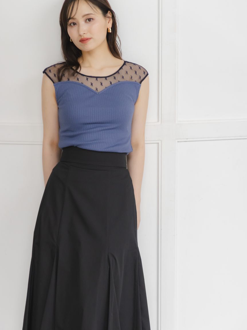 SNIDEL「シアー切替カットプルオーバー」|Tシャツ・カットソー|