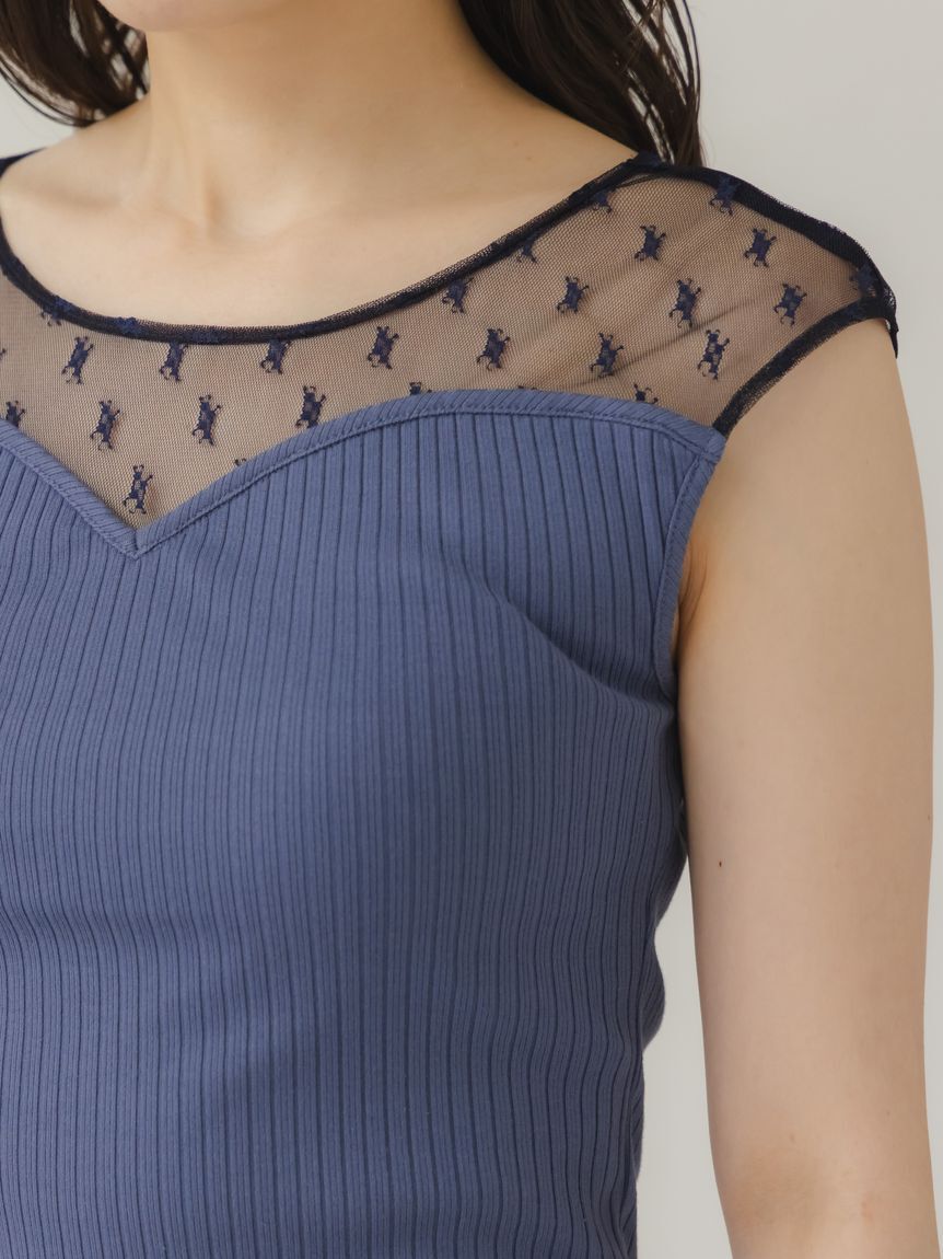 SNIDEL「シアー切替カットプルオーバー」|Tシャツ・カットソー|