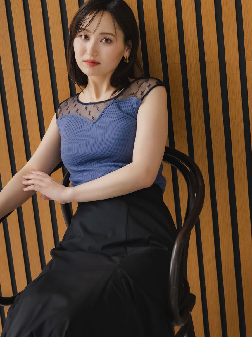 SNIDEL「シアー切替カットプルオーバー」|Tシャツ・カットソー|