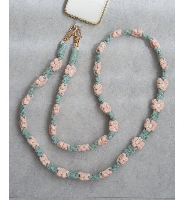 VENCE share style「ロングマクラメフラワーストラップ」|その他|オレンジ