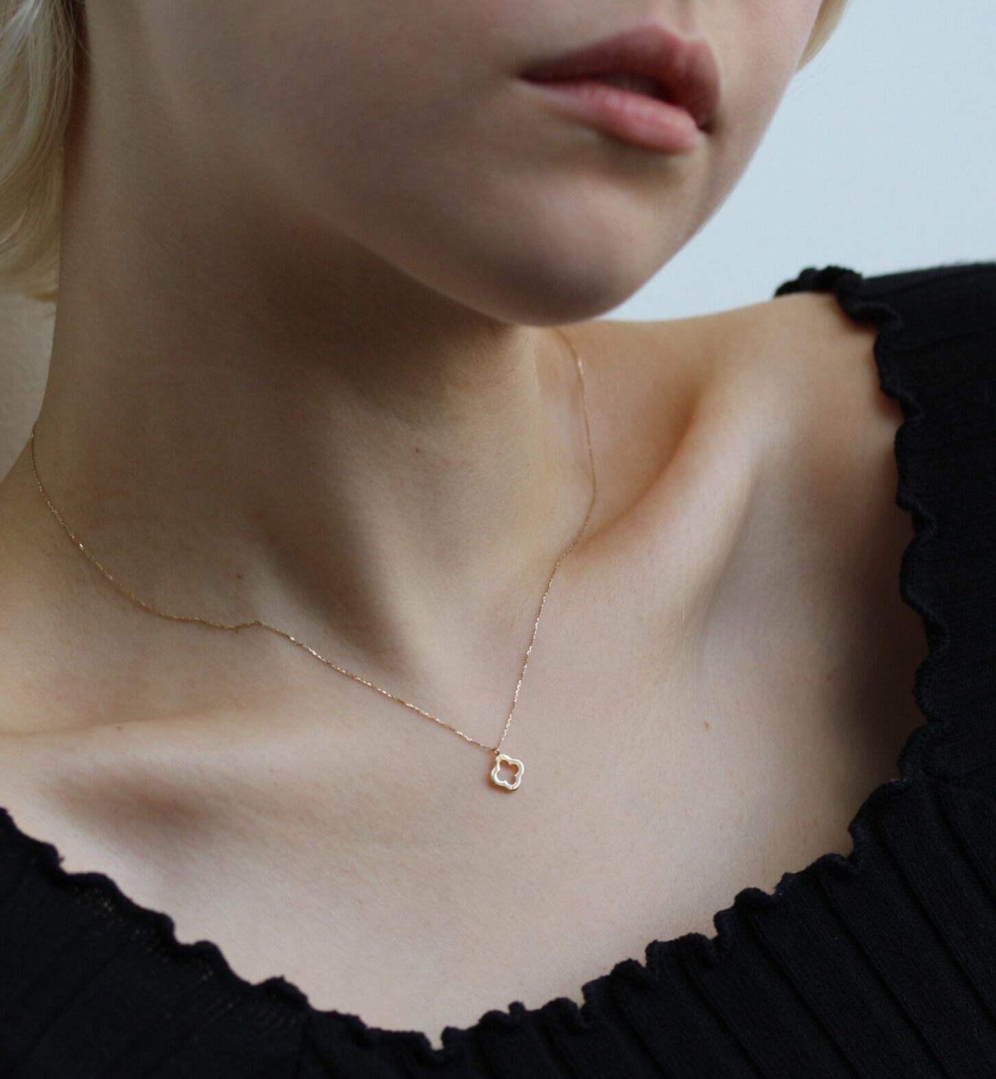  「ゴールド クローバー ネックレス | K10YG」|ネックレス|