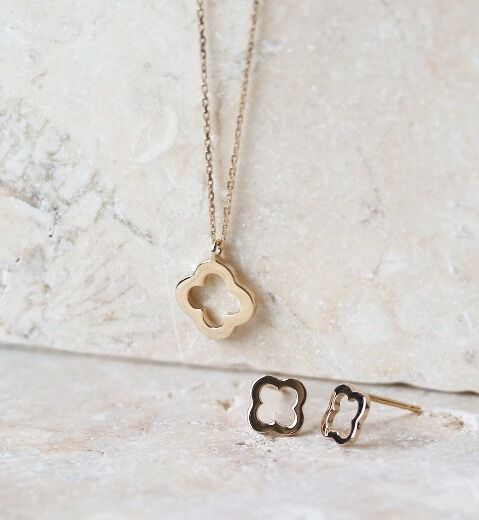  「ゴールド クローバー ネックレス | K10YG」|ネックレス|