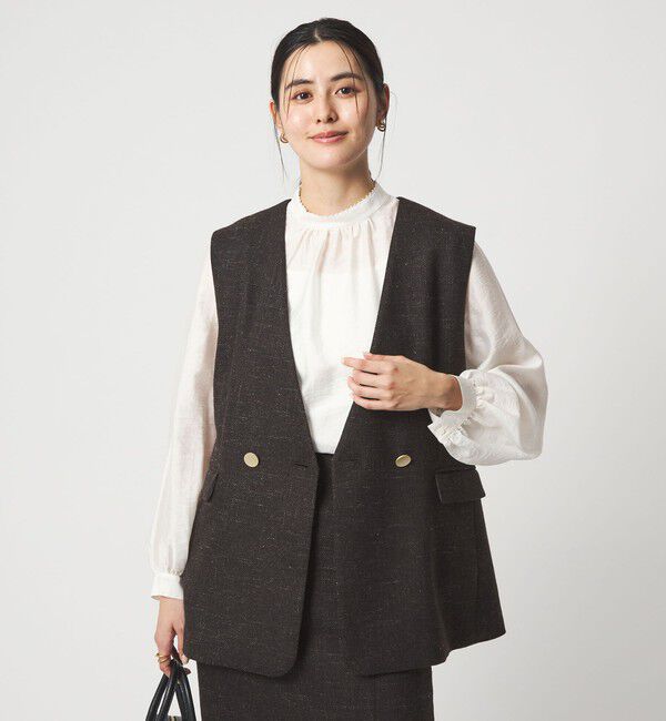 UNITED ARROWS green label relaxing「フェイクパール スタンドネック ブラウス」|シャツ・ブラウス|