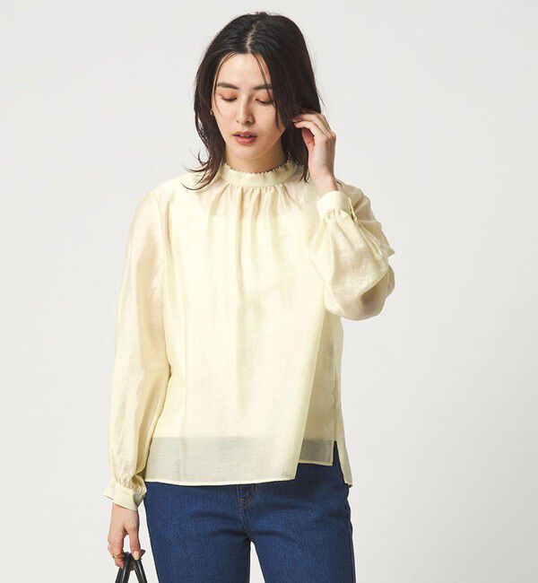 UNITED ARROWS green label relaxing「フェイクパール スタンドネック ブラウス」|シャツ・ブラウス|