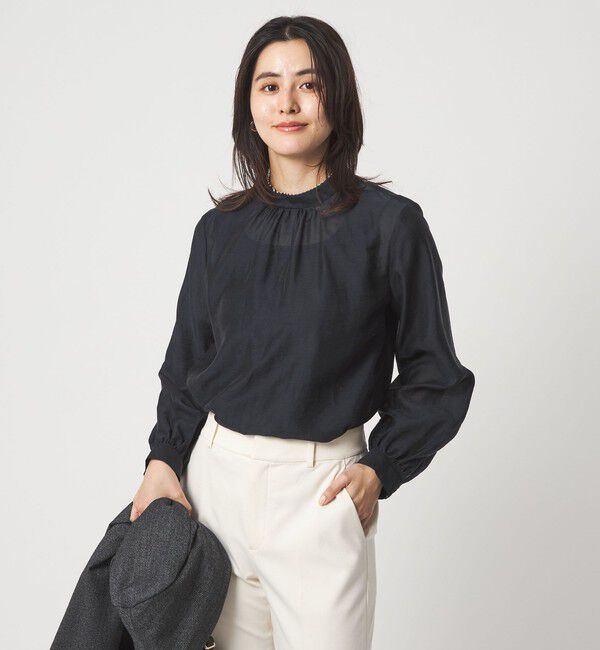 UNITED ARROWS green label relaxing「フェイクパール スタンドネック ブラウス」|シャツ・ブラウス|