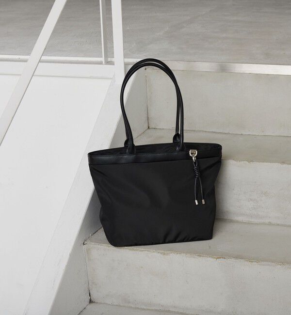 UNITED ARROWS green label relaxing「チャームツキ ロングハンドル トートバッグ はっ水」|ショルダー・メッセンジャー|BLACK