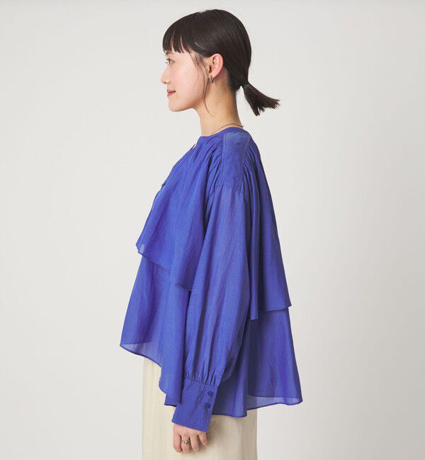 UNITED ARROWS green label relaxing「［size SHORTあり］ボイル レイヤー ギャザー ブラウス」|シャツ・ブラウス|