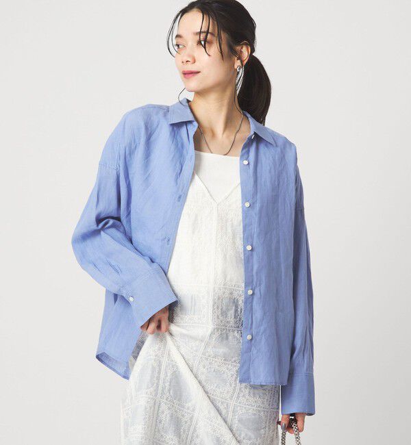 UNITED ARROWS green label relaxing「【結論シリーズ】リネンバランスシャツ［size SHORTあり］」|シャツ・ブラウス|LT.BLUE