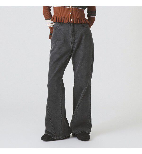 Ray BEAMS 「デニム フレア パンツ」|デニム|BLACK