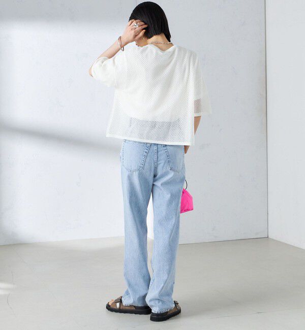 SHIPS for women「〈手洗い可能〉メッシュ編 半袖 ニット プルオーバー」|ニット・セーター|