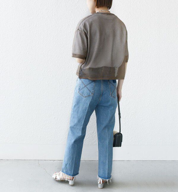 SHIPS for women「〈手洗い可能〉メッシュ編 半袖 ニット プルオーバー」|ニット・セーター|