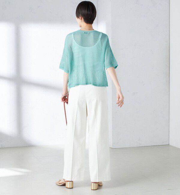 SHIPS for women「〈手洗い可能〉メッシュ編 半袖 ニット プルオーバー」|ニット・セーター|