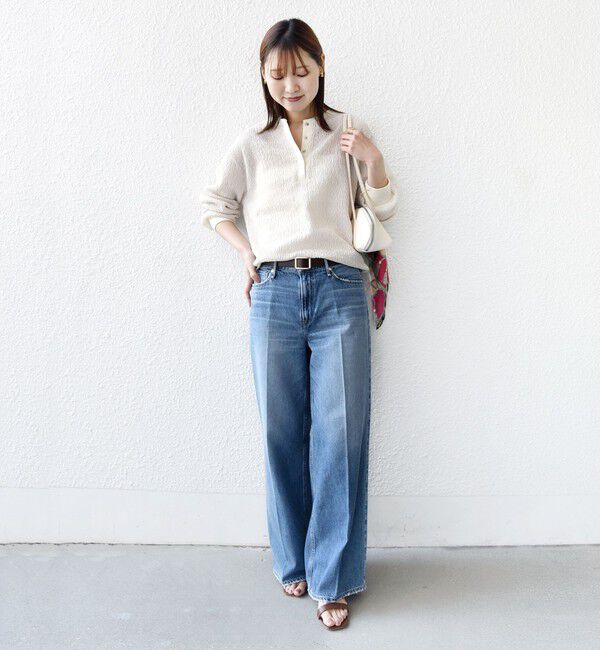 SHIPS for women「《予約》【WEB限定】〈手洗い可能〉ウェーブ クレープ ヘンリー 2WAY プルオーバー」|Tシャツ・カットソー|