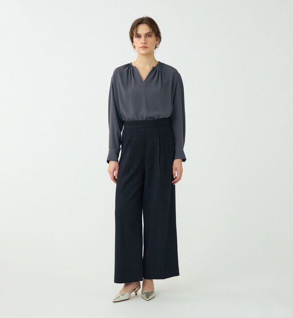 Ballsey「マットサテン ギャザーネックブラウス」|シャツ・ブラウス|