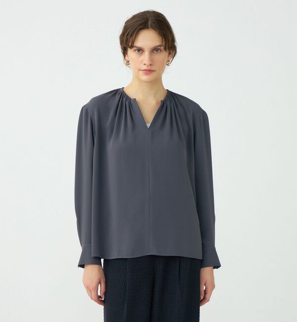 Ballsey「マットサテン ギャザーネックブラウス」|シャツ・ブラウス|