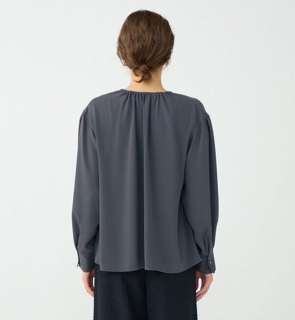 Ballsey「マットサテン ギャザーネックブラウス」|シャツ・ブラウス|