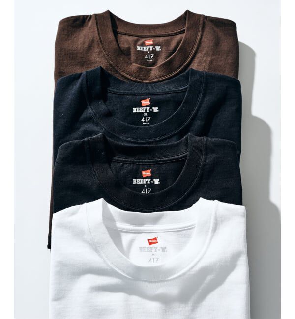417 EDIFICE「【Hanes &times; 417 EDIFICE】別注 BEEFY CREW NECK T-SHIRT（MODERN FIT）」|Tシャツ・カットソー|