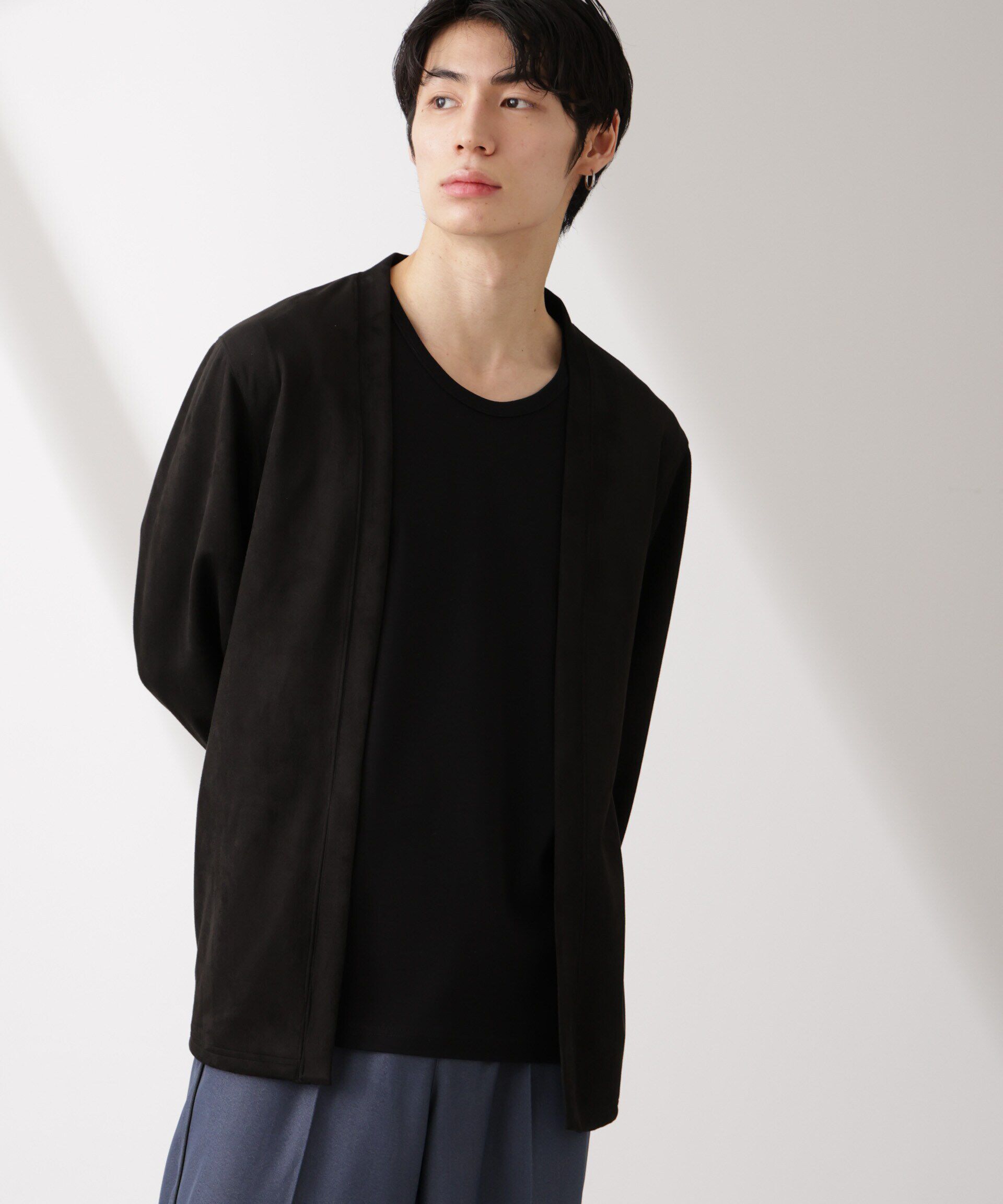 nano･universe「フェイクスエードトッパーカーディガン」|Tシャツ・カットソー|ブラック