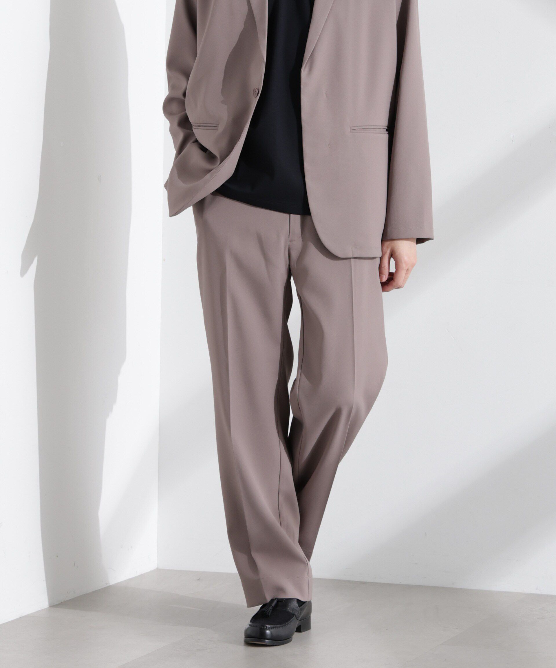 nano･universe「ドレープストレートスラックス（セットアップ可）」|チノ|グレージュ3