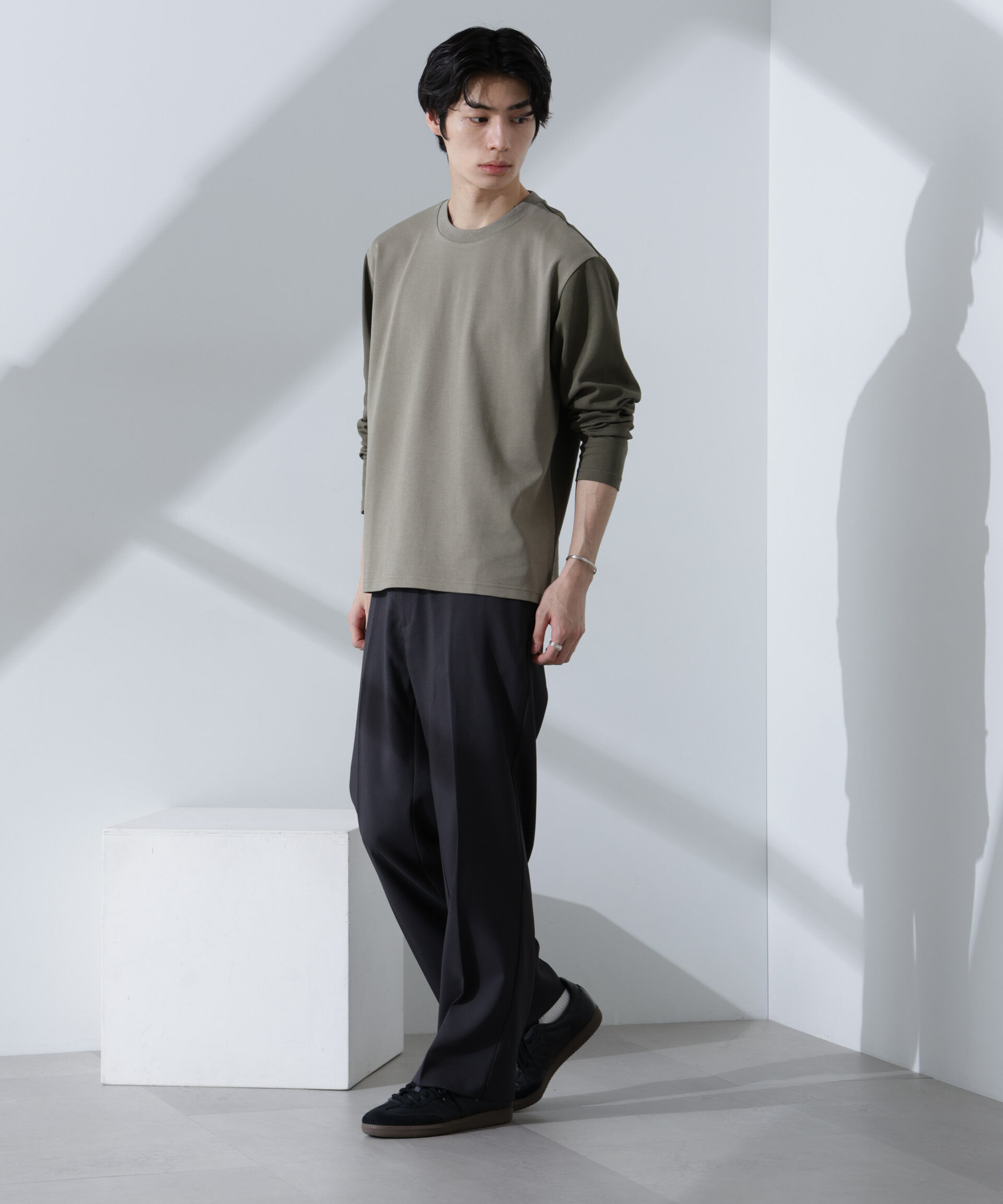 nano･universe「2トーンシルケットTシャツ 長袖」|Tシャツ・カットソー|