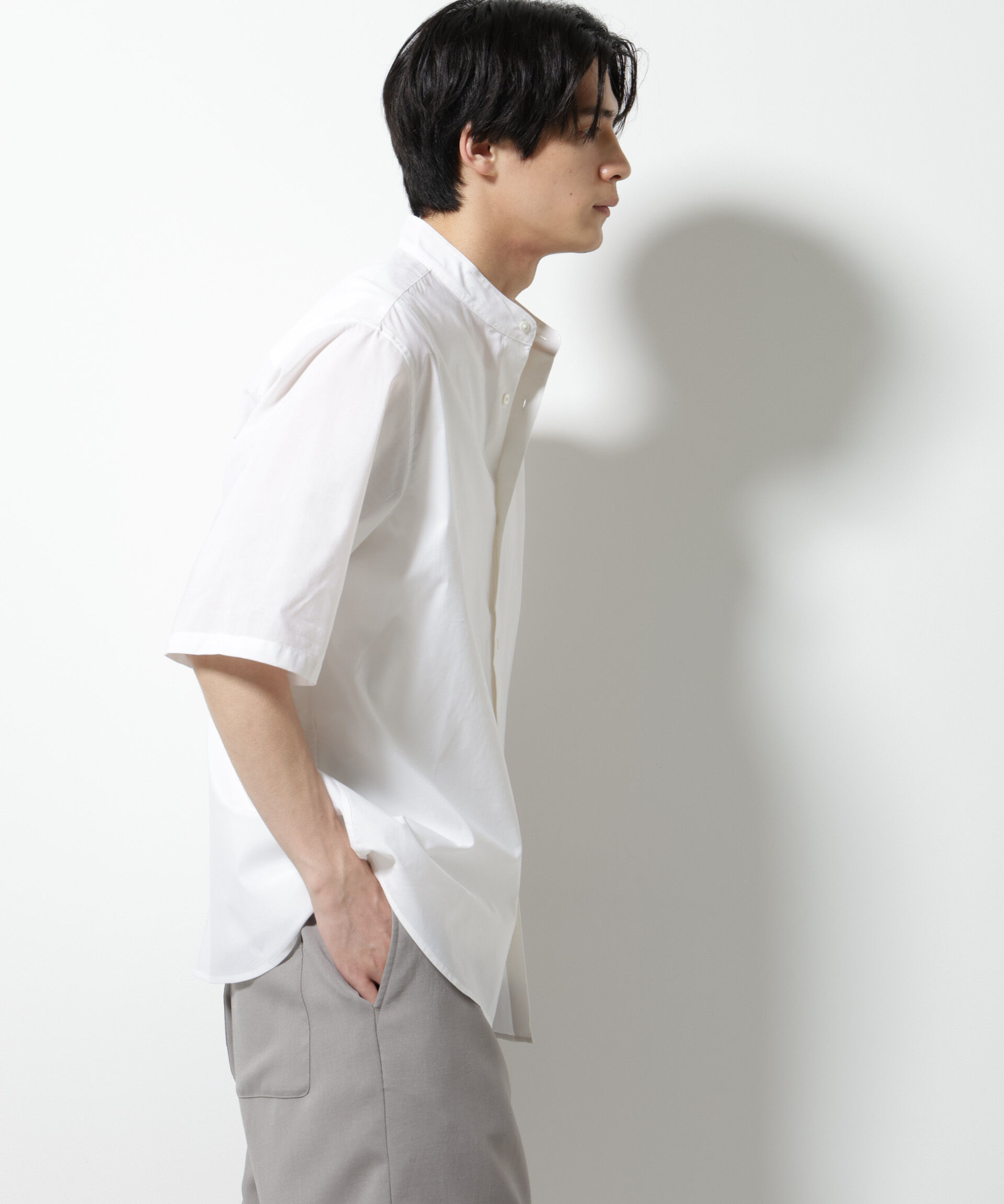 nano･universe「TEXBRID(R)バンドカラーシャツ 半袖」|シャツ・ブラウス|