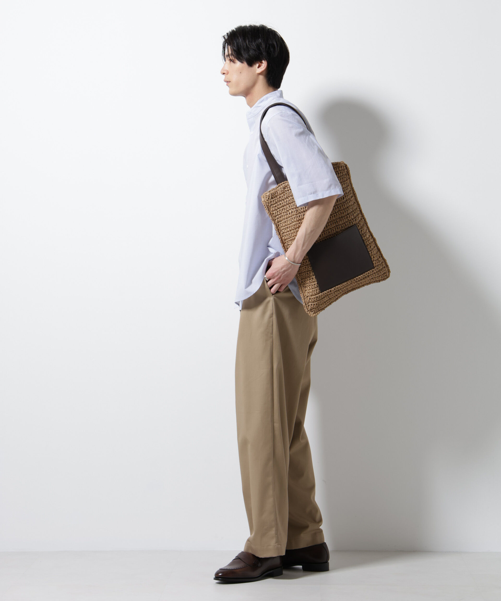 nano･universe「TEXBRID(R)バンドカラーシャツ 半袖」|シャツ・ブラウス|