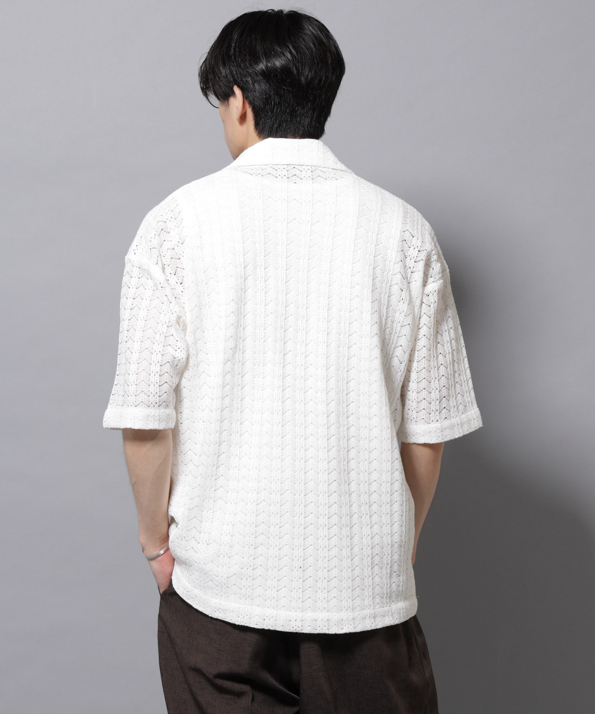 nano･universe「メッシュラッセル スキッパーポロ」|ニット・セーター|