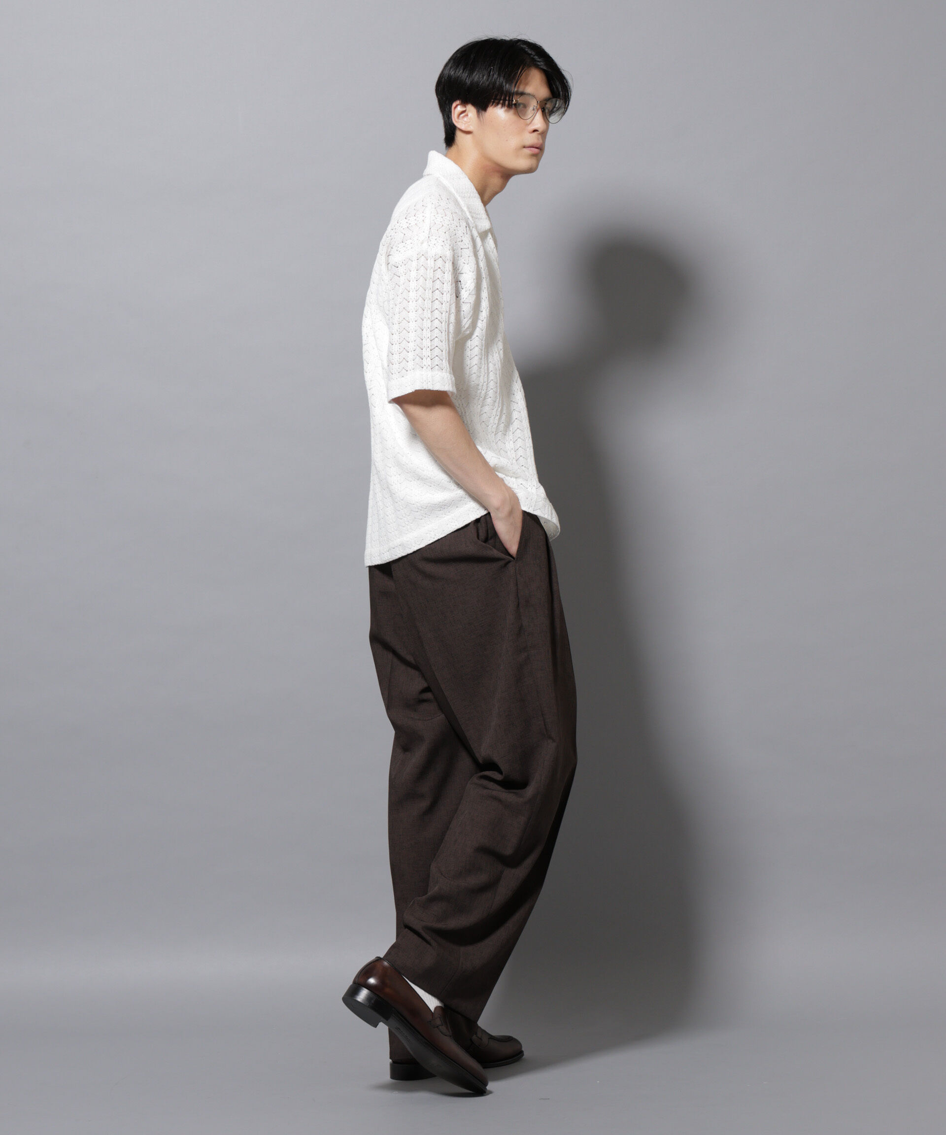 nano･universe「メッシュラッセル スキッパーポロ」|ニット・セーター|