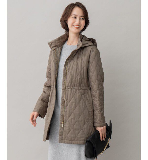 自由区「【洗える】ブライトキルト フード付きコート」|ミリタリー・モッズコート|カーキ系