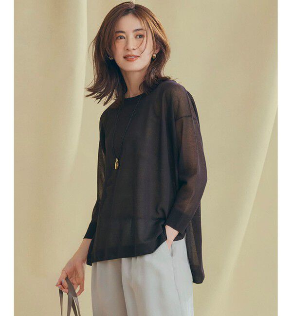 23区「【洗える】シャイニーシアー ボートネック ニット」|ニット・セーター|ﾀﾞｰｸﾌﾞ