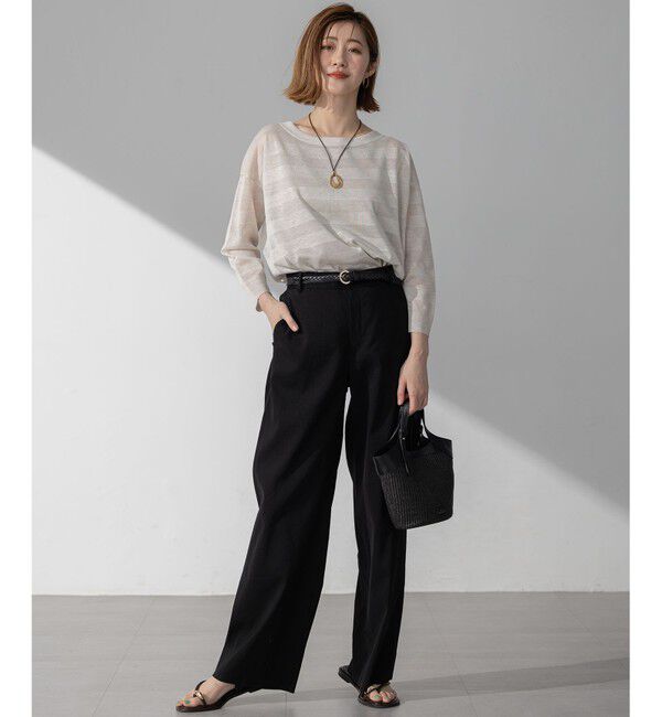 23区「【洗える】シャイニーシアー ボートネック ニット」|ニット・セーター|