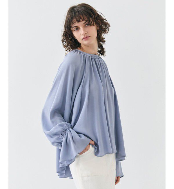 BEIGE,「【洗える】MUSCARI / ソフトシルクキャンディースリーブブラウス」|シャツ・ブラウス|Antique Blue