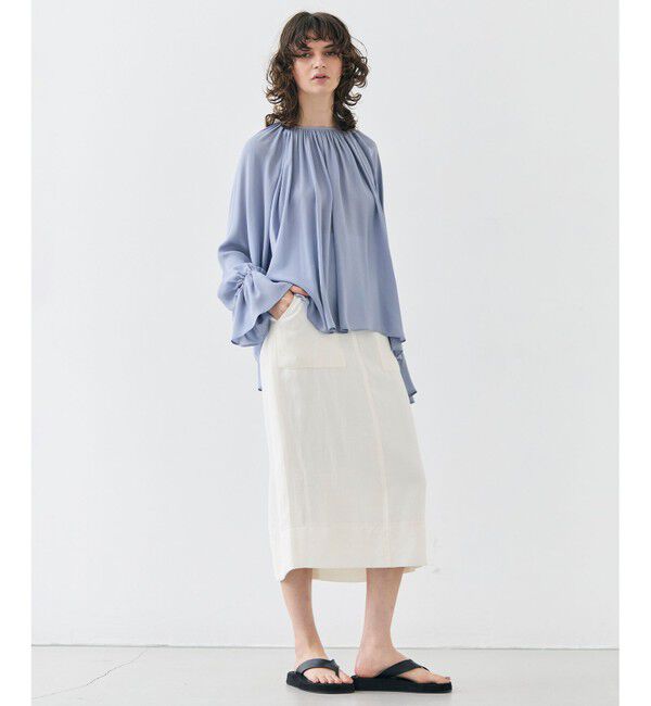 BEIGE,「【洗える】MUSCARI / ソフトシルクキャンディースリーブブラウス」|シャツ・ブラウス|