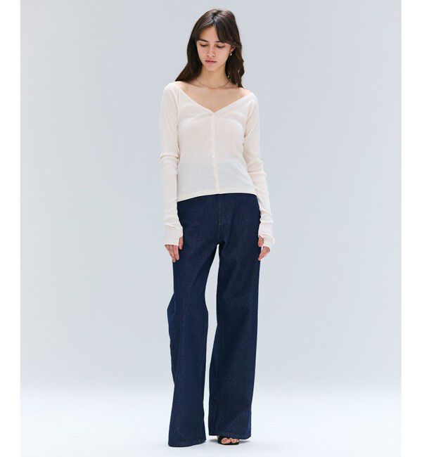 BEIGE,「【洗える・BAILA 10月号掲載】MARINO / 2WAYリブコンパクトカーディガン」|Tシャツ・カットソー|