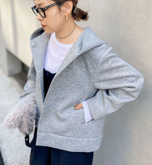 NOLLEY'S「【追加】ウォッシャブルエアボールフードブルゾン」|ブルゾン・スタジャン|ミディアムグレー