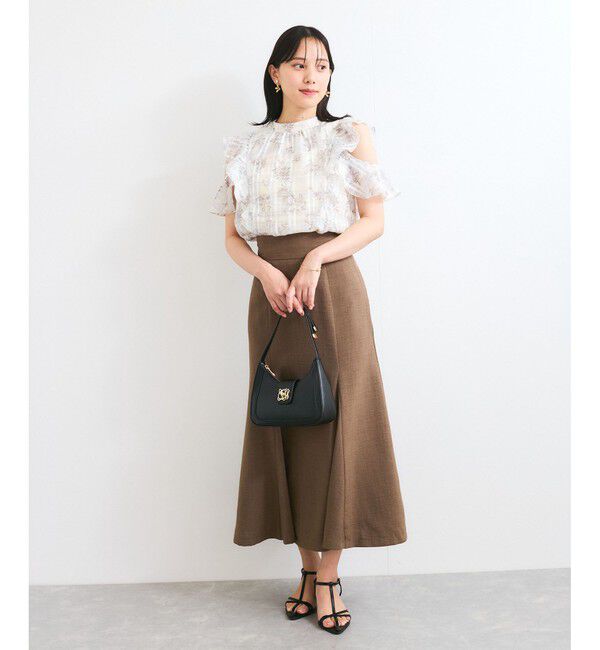 VIS「【洗える】2WAYショルダーシアーチェックブラウス」|シャツ・ブラウス|