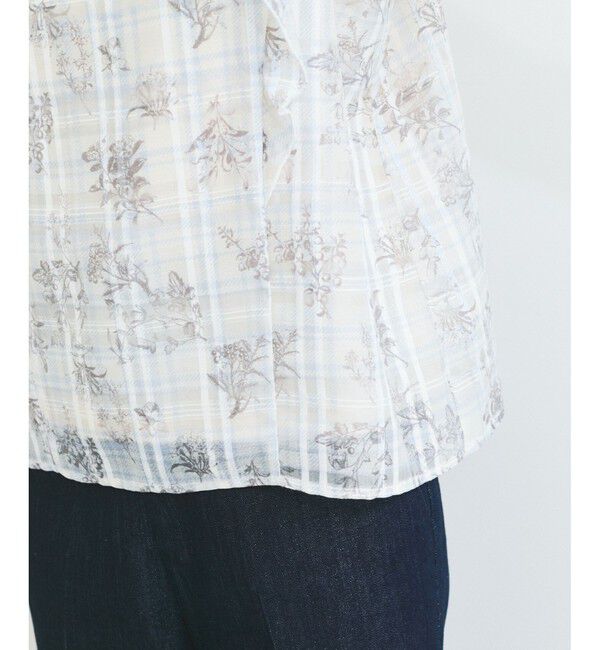 VIS「【洗える】2WAYショルダーシアーチェックブラウス」|シャツ・ブラウス|