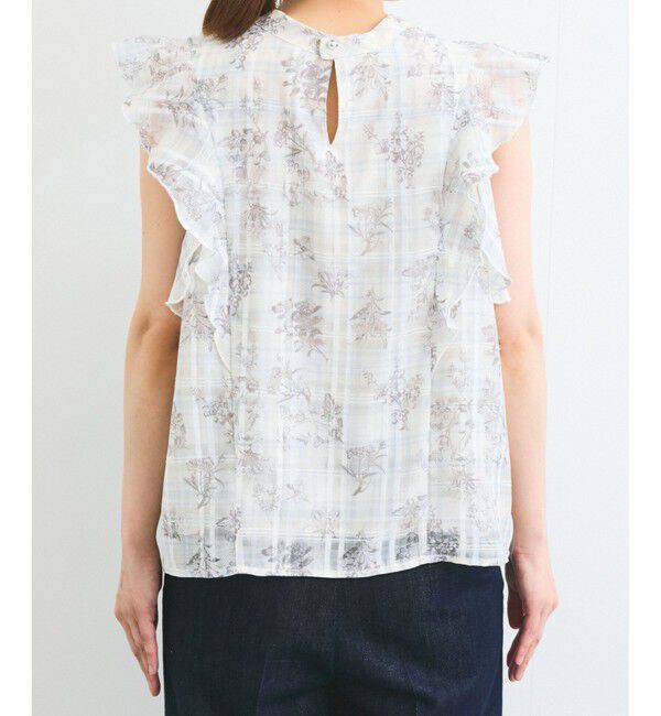 VIS「【洗える】2WAYショルダーシアーチェックブラウス」|シャツ・ブラウス|