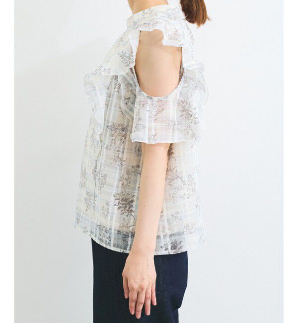 VIS「【洗える】2WAYショルダーシアーチェックブラウス」|シャツ・ブラウス|