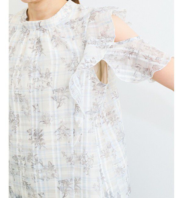 VIS「【洗える】2WAYショルダーシアーチェックブラウス」|シャツ・ブラウス|