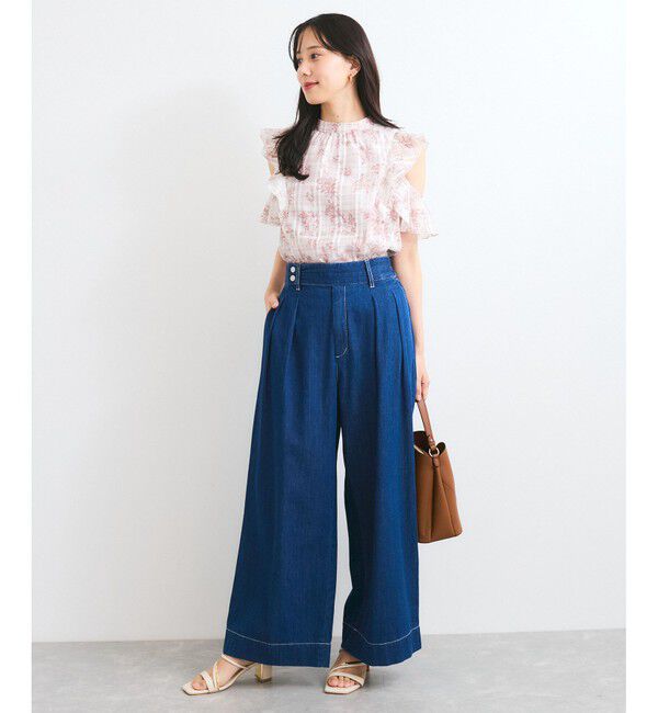 VIS「【洗える】2WAYショルダーシアーチェックブラウス」|シャツ・ブラウス|