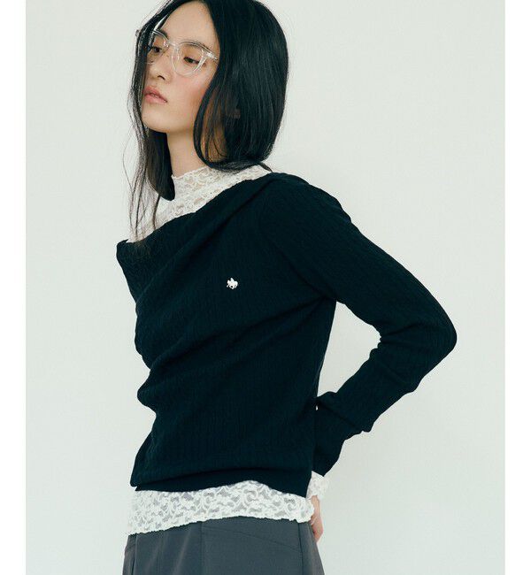 VIS「【POLO BCS】ケーブルドレープトップス/WEB限定カラー」|ニット・セーター|ブラック(01)