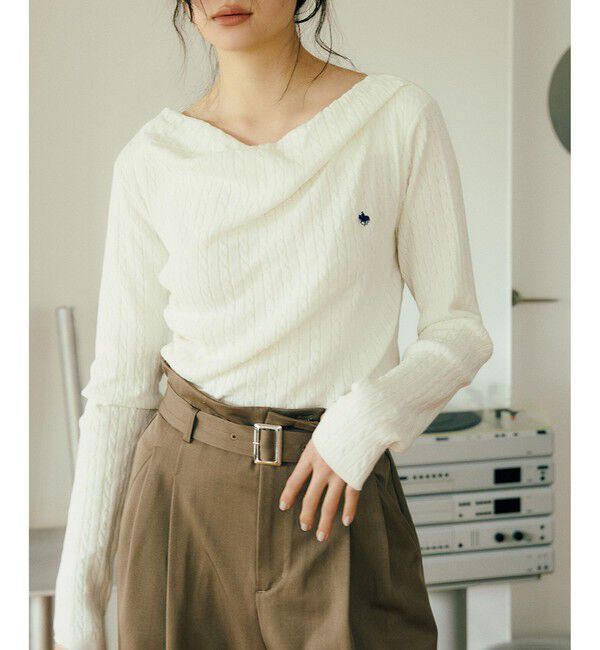 VIS「【POLO BCS】ケーブルドレープトップス/WEB限定カラー」|ニット・セーター|オフホワイト(15)