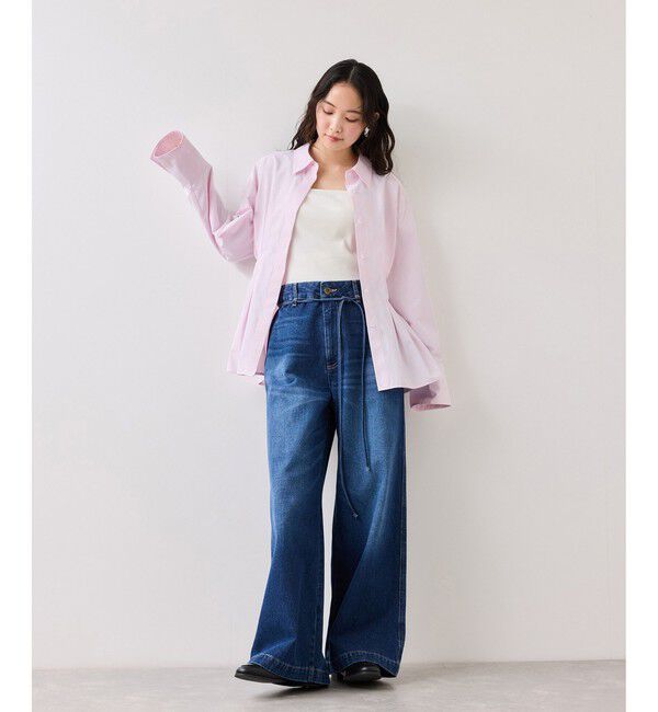 VIS「【POLO BCS】ベルト付きウエストタックシャツ/WEB限定カラー」|シャツ・ブラウス|