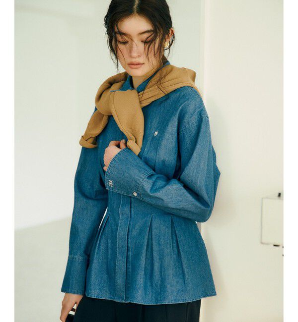 VIS「【POLO BCS】ベルト付きウエストタックシャツ/WEB限定カラー」|シャツ・ブラウス|サックス(48)