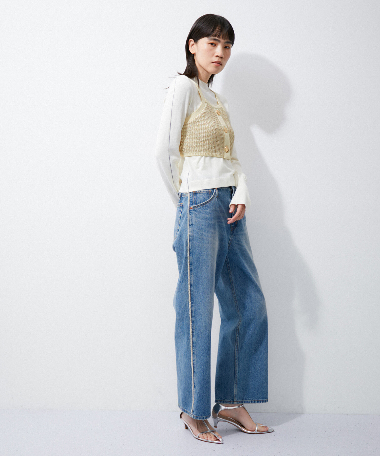 ADAM ET ROPE'「ラメパターンニットキャミ」|キャミソール|