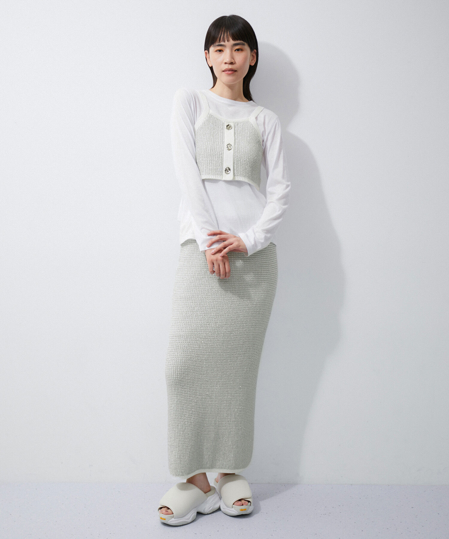 ADAM ET ROPE'「ラメパターンニットキャミ」|キャミソール|